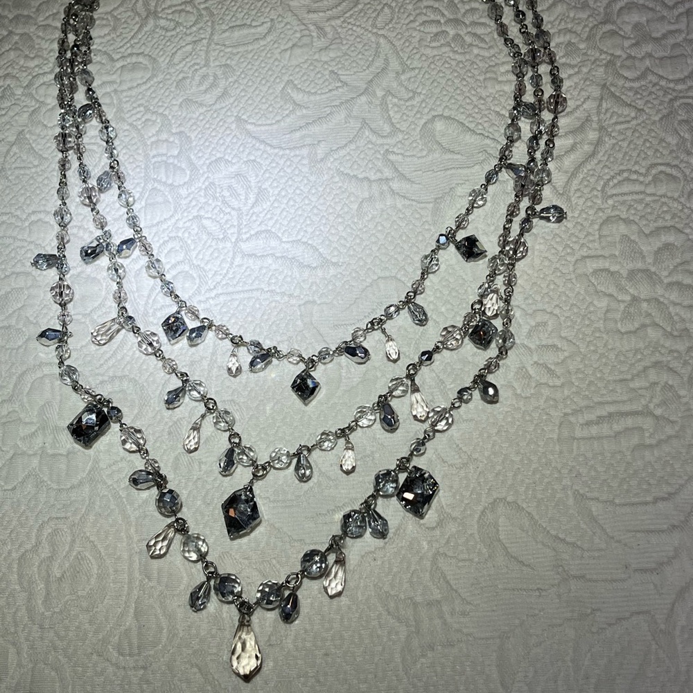 White House Black Market Silver Crystal Necklace